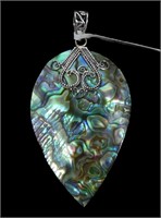 Sterling silver abalone shell pendant,