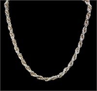 Sterling silver 18" two-tone rope chain, 6.2 grams