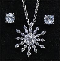 Stauer CZ snowflake pendant with 18" sterling
