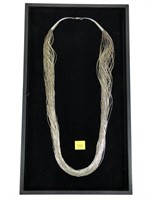 Sterling silver 22" 50-strand waterfalls necklace,