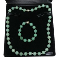 24" Sterling silver and 12mm jade bead necklace