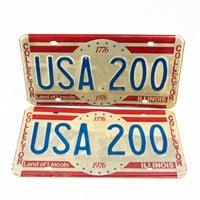 1976 IL Bicentennial`License Plate Set # USA 200