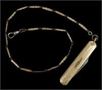 Hayward gold filled watch chain with jack knife