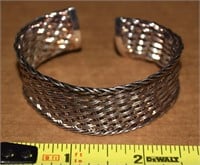 Vtg 925 Sterling Woven & Twisted Cuff Bracelet