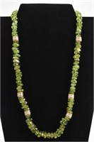 STAUER 14K Gold Plated Peridot Bead & CZ Necklace