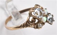 14K Rose Gold Aquamarine Opal Ring
