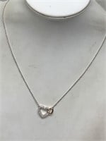 NEW 18' SILVER PLATED DUAL HEART PENDANT NECKLACE