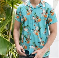 New (Size XXL) BEER CAT PINEAPPLE FUNNY BUTTON UP