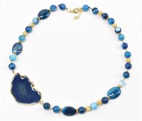 STAUER Blue Miracle Agate Bead Necklace