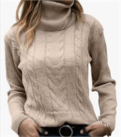 New (Size M) Womens' Turtleneck Long Sleeve Cable