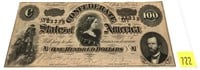 $100 1864 Confederate States note