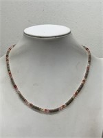 STERLING SILVER (BEADS & CLASP) & CRYSTAL NECKLACE