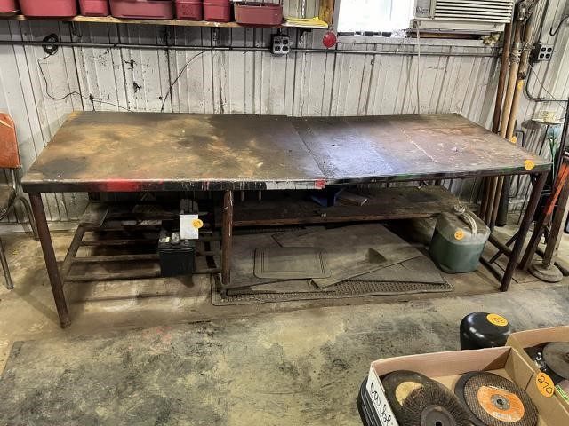 Metal Shop Table Approximately 8 Feet Long & Bent