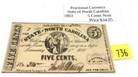 Obsolete 5-cents North Carolina note