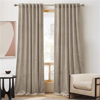 RYB HOME 84 inches Velvet Curtains Camel Beige - S