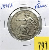 1874 Swiss 5 francs