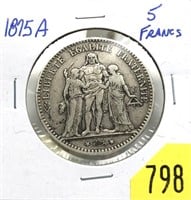 1875A French 5 francs