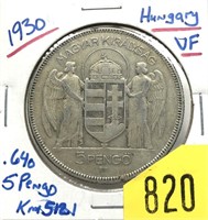 1930 Hungary 5 pengo