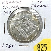 1965 France 10 francs, silver