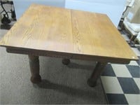 Large Table Oak with Column Legs. Vintage. Very