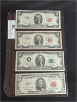 3 - $2 & 1 - $5 US NOTES