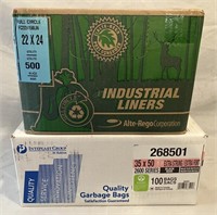 New cases of industrial garbage bags.