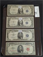 2 - $1 & 2 - $5 US NOTES