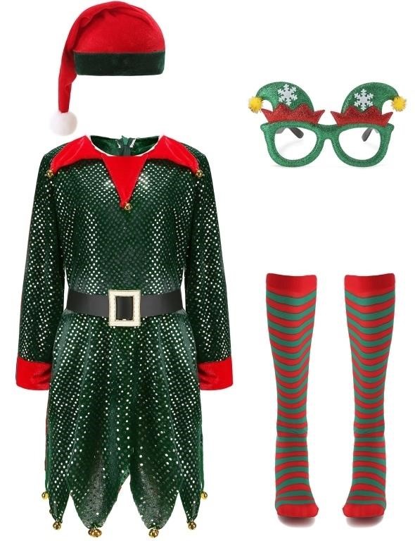 Oumbivil Kids Christmas Elf Costume Dress for Girl