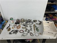 Bin of Jewelry includes bangles watches and