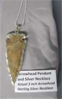 Arrowhead Pendant on Silver Necklace.