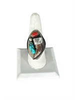 AMAZING MARY DAYEA NAVAJO STERLING TURQUOISE RING