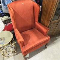 Mid Century Burnt Orange Style Craf Wingback Chair