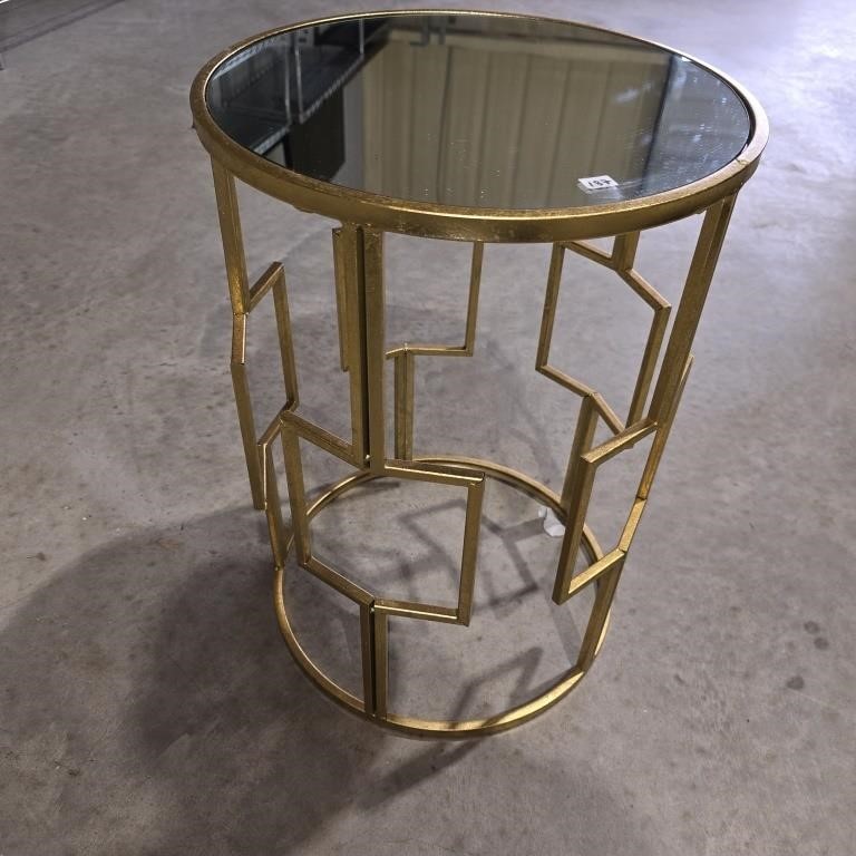 Mid Century Mirrored Metal Accent Table
