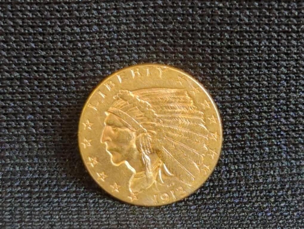 1913 GOLD 2 1/2 DOLLAR COIN