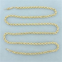 20 Inch Solid Rope Link Chain Necklace in 14k Yell