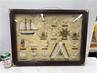 Labeled Nautical themed shadow box