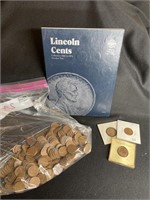 BOOK OF LINCOLN CENTS & OVER 5 ROLLS WHEAT CENTS