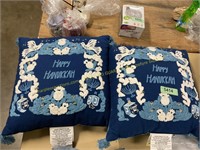 2ct.threshold Happy Hanukkah throw pillows