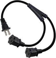 1-15P to Dual 1-15R Splitter Cord,5ft/1.5m 2-Prong