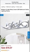 Modern 2-Light Wavy Linear LED Bathroom Vanity L.