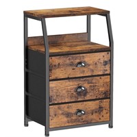 Furnulem Nightstand with 3 Drawers and 2-Tier Shel