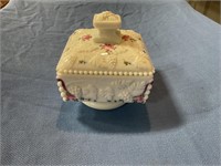 Westmoreland milk glass dish with lid