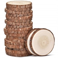 LESUMI Unfinished Natural Wood Slices with Bark -