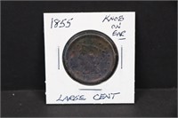 1855 Large Cent, Knob on Ear
