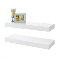 BAMEOS Floating Shelves, White Wall Mounted Wooden