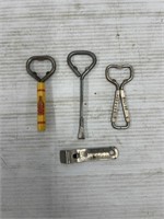 4 beer bottle openers includes Fort Pitt, silver
