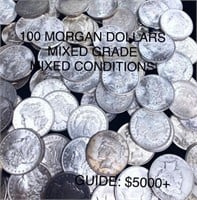 (100) Silver Morgan Dollars -Mixed