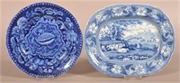 Staffordshire Blue Transfer Platter and Plate.