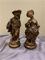 Gold Borghese Victorian Boy & Girl Statues 11"