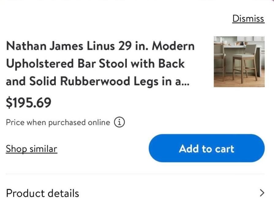 Nathan James Linus 29 in. Modern Upholstered Bar S